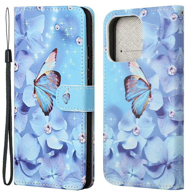 Fodral iPhone 13 Diamond Strappy Butterflies