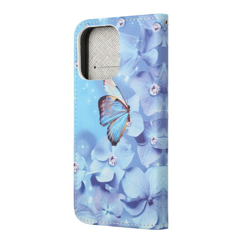 Fodral iPhone 13 Diamond Strappy Butterflies