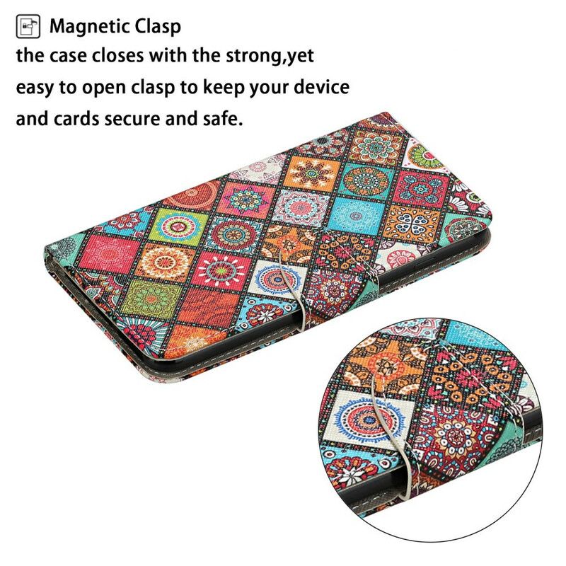 Fodral iPhone 13 Patchwork-mandalas Med Halsband