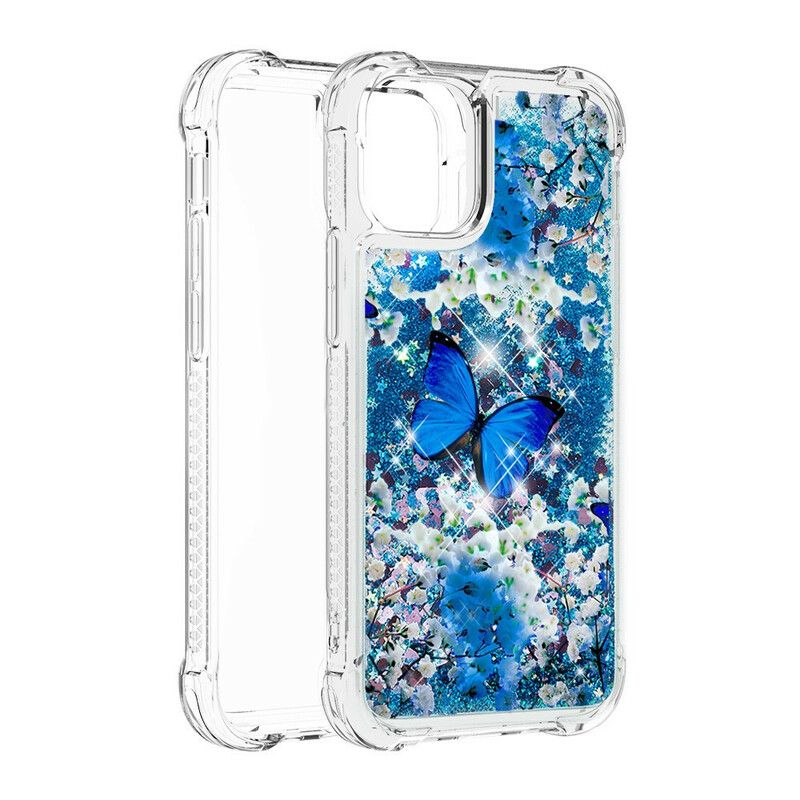 Skal iPhone 13 Blå Glitterfjärilar