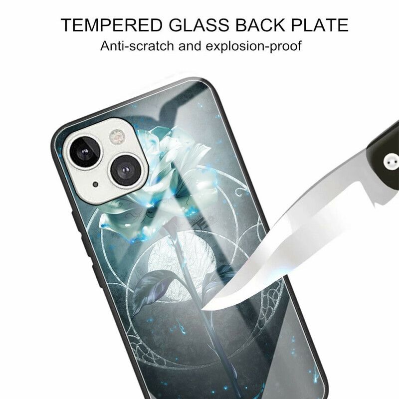 Skal iPhone 13 Telefonfodral Grön Ros Härdat Glas