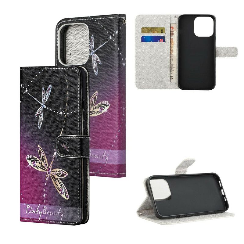 Skyddsfodral iPhone 13 Strappy Dragonflies