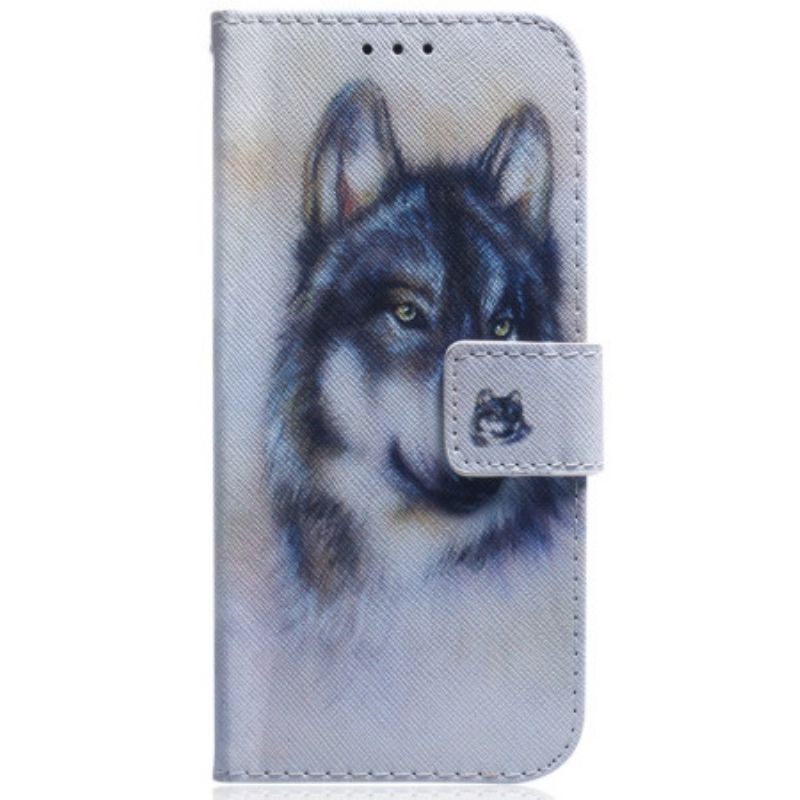 Läderfodral Oppo Reno 12f 5g Telefonfodral Akvarellhund