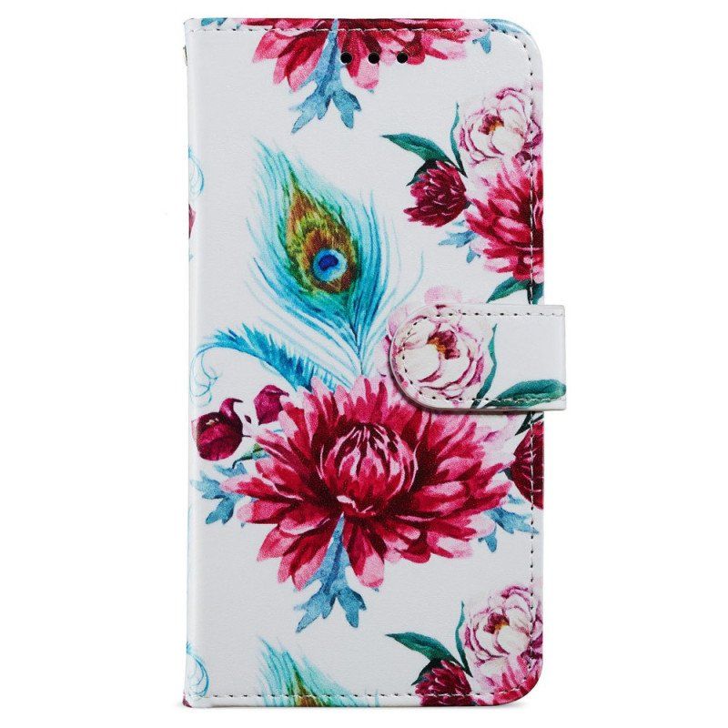 Fodral iPhone 15 Plus Med Kedjar Blommor Med Rem