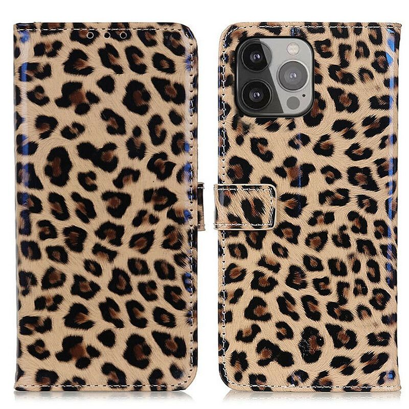 Läderfodral iPhone 13 Pro Max Telefonfodral Enkel Leopard