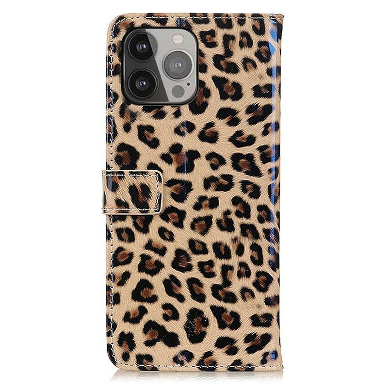 Läderfodral iPhone 13 Pro Max Telefonfodral Enkel Leopard