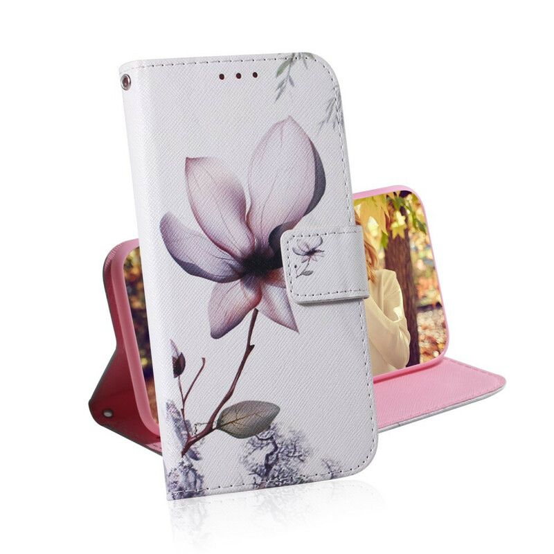 Läderfodral iPhone 13 Pro Max Telefonfodral Gammal Rosa Blomma