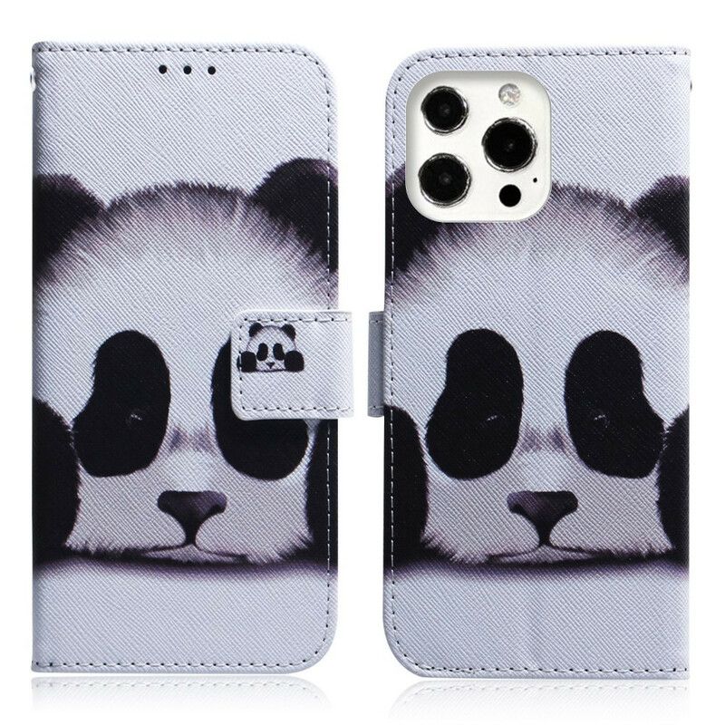 Läderfodral iPhone 13 Pro Max Telefonfodral Panda Face