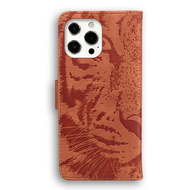 Läderskal Fodral iPhone 13 Pro Max Tiger Face Print