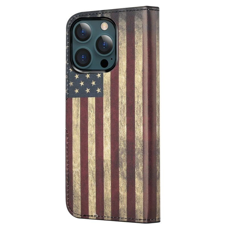 Läderskal Fodral iPhone 13 Pro Max Us Flag