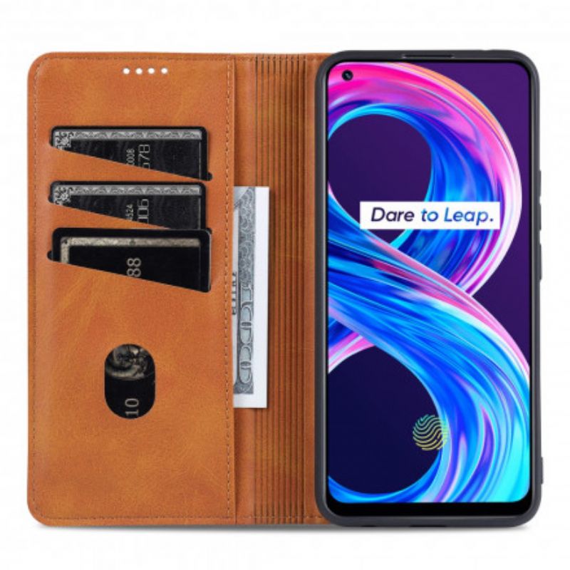 Folio-fodral Realme 8 / 8 Pro Azns Läderstil