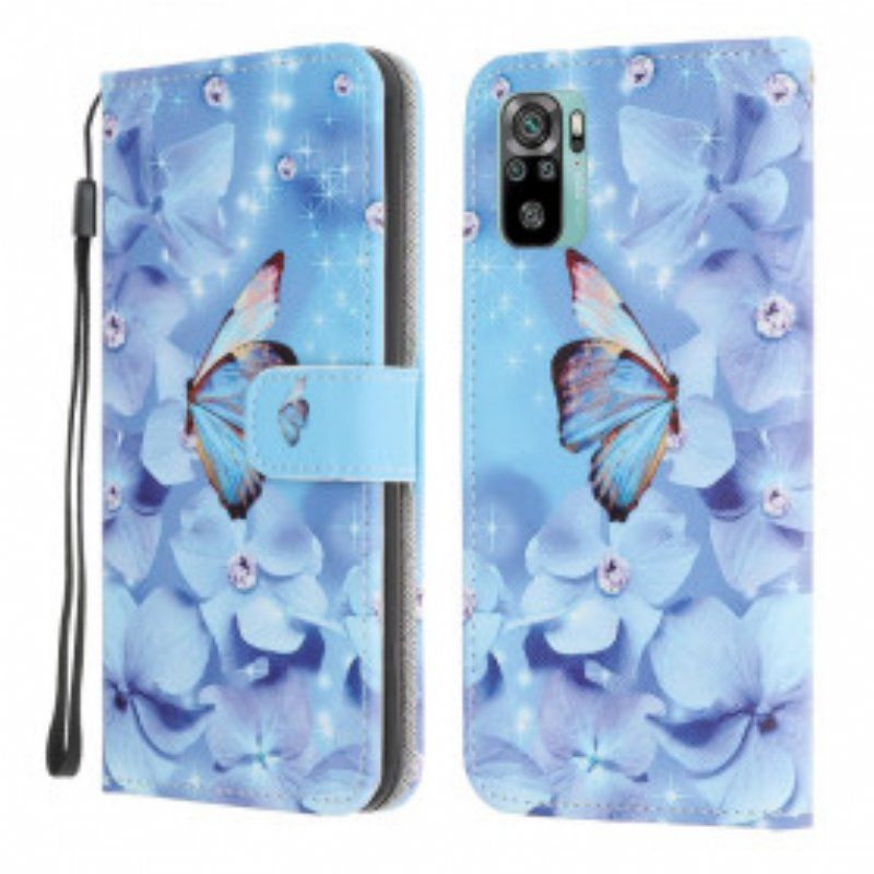 Fodral Xiaomi Redmi Note 10 / 10S Med Kedjar Strappy Diamond Butterflies