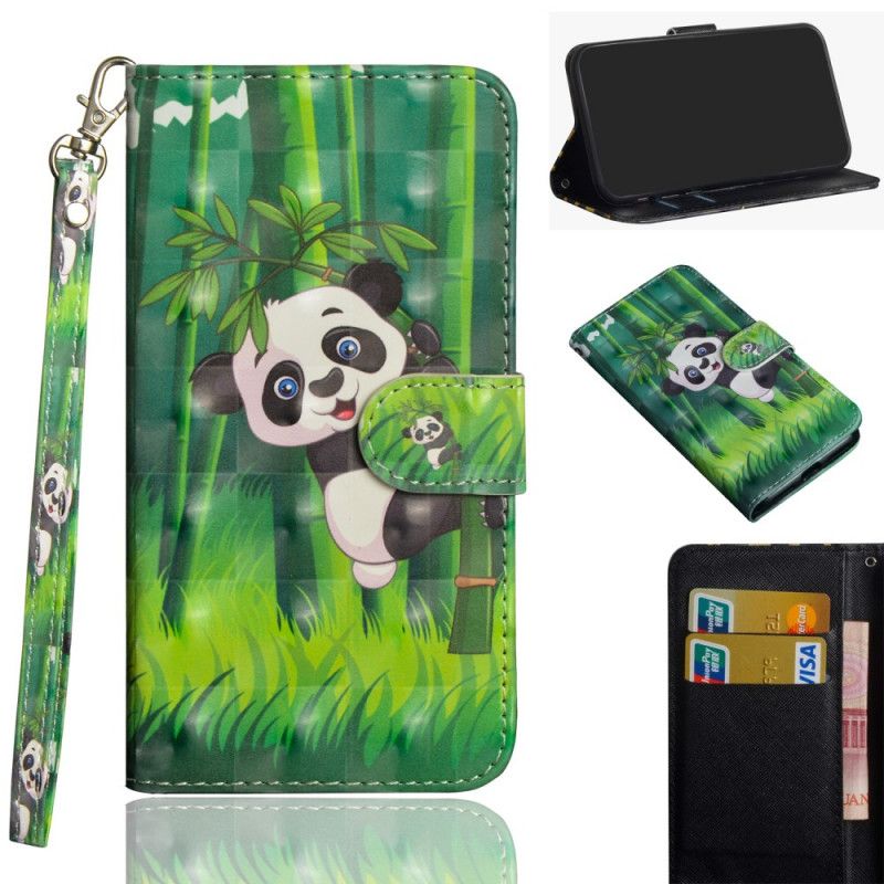 Läderfodral Honor 20e / 20 Lite Mobilskal Panda Och Bambu