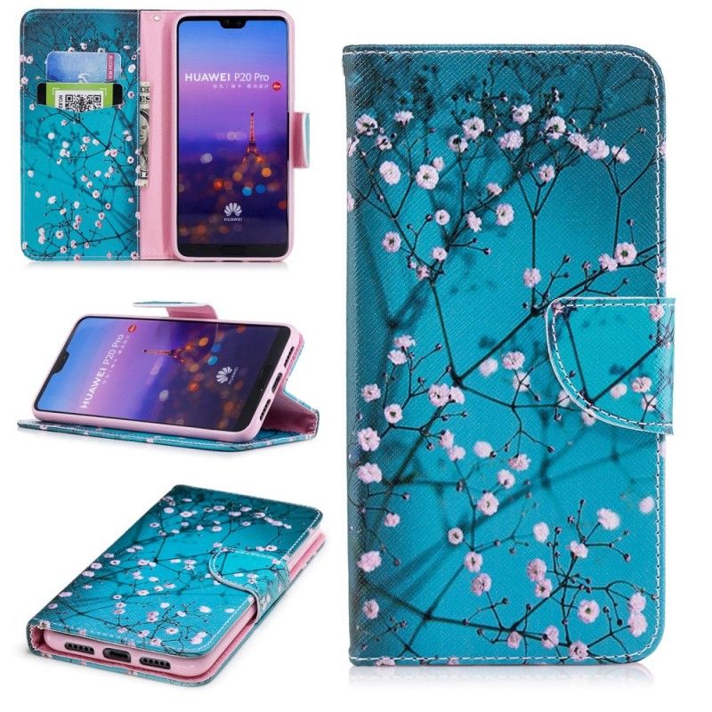 Läderfodral Huawei P20 Pro Mobilskal Blommande Träd