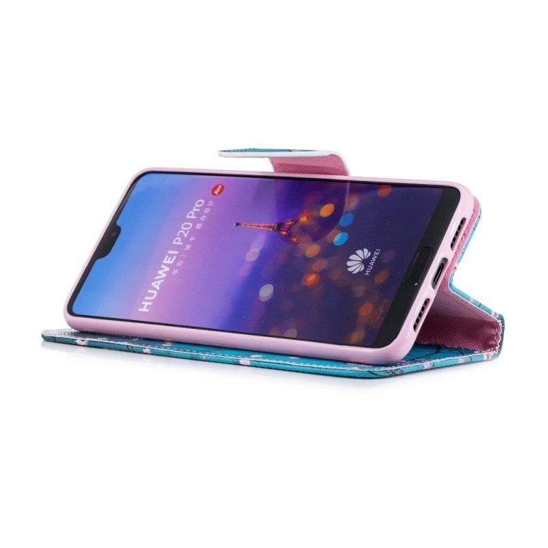 Läderfodral Huawei P20 Pro Mobilskal Blommande Träd