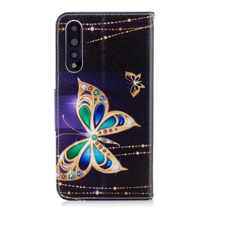 Läderfodral Huawei P20 Pro Mobilskal Magisk Fjäril