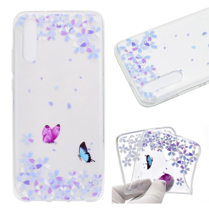 Skal för Huawei P20 Pro Genomskinliga Fjärilar Och Blommor