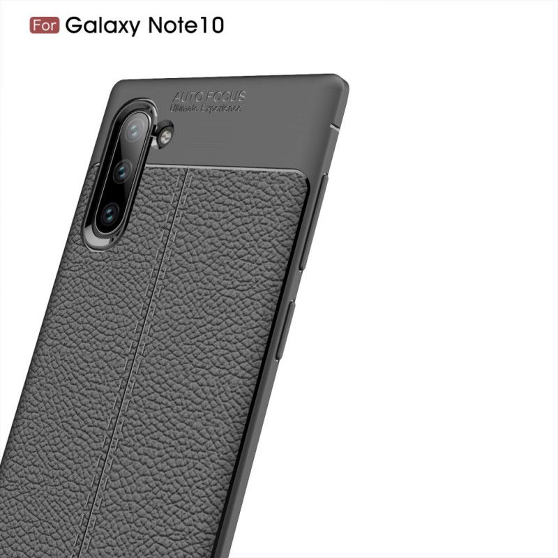 Skal för Samsung Galaxy Note 10 Svart Dubbel Linjelychee-Effekt