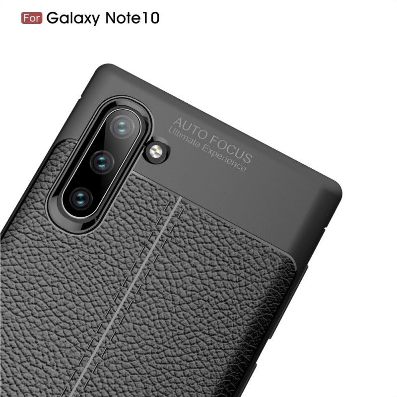 Skal för Samsung Galaxy Note 10 Svart Dubbel Linjelychee-Effekt