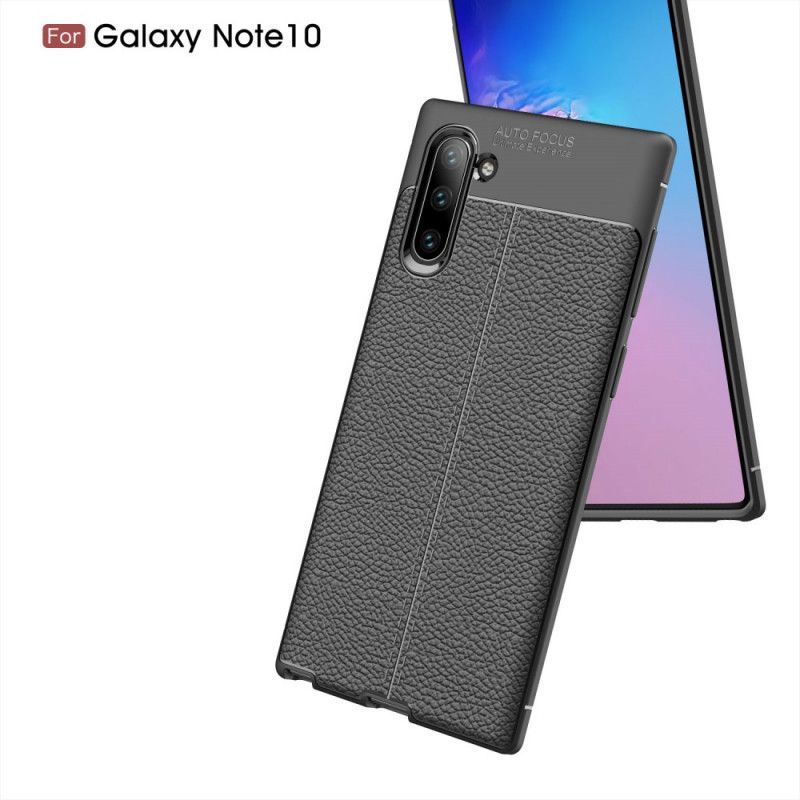 Skal för Samsung Galaxy Note 10 Svart Dubbel Linjelychee-Effekt