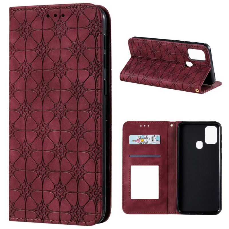 Folio-fodral Samsung Galaxy M31 Röd Barockblommor