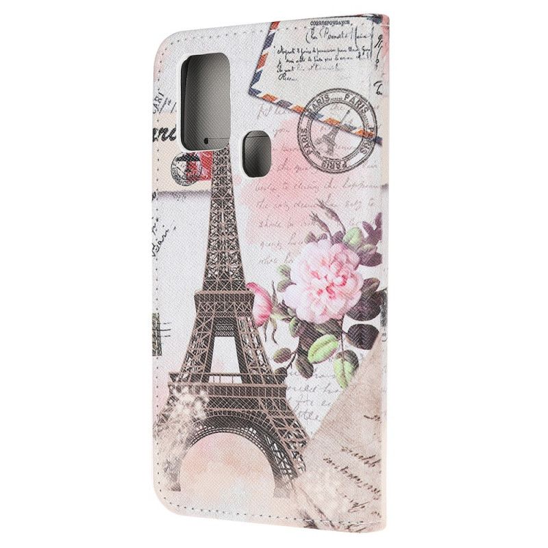 Läderfodral Samsung Galaxy M31 Mobilskal Retro Eiffeltornet