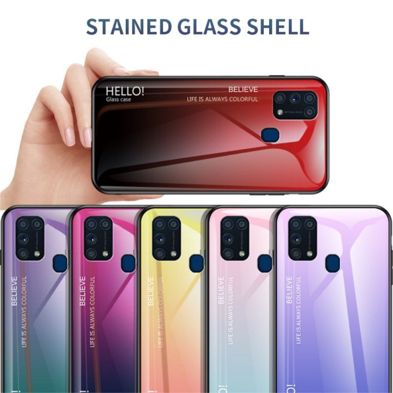 Skal Samsung Galaxy M31 Svart Mobilskal Hej Härdat Glas