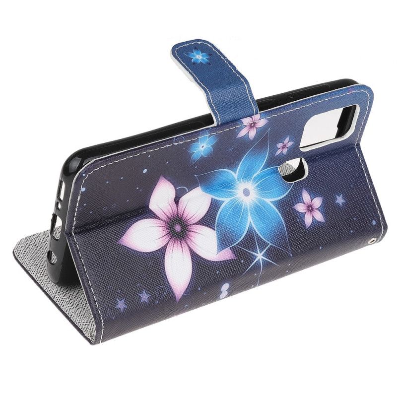 Skyddsfodral Samsung Galaxy M31 Månblommor Med Rem