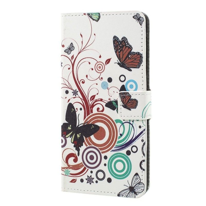 Fodral för Samsung Galaxy A7 Vit Design Fjärilar Och Blommor