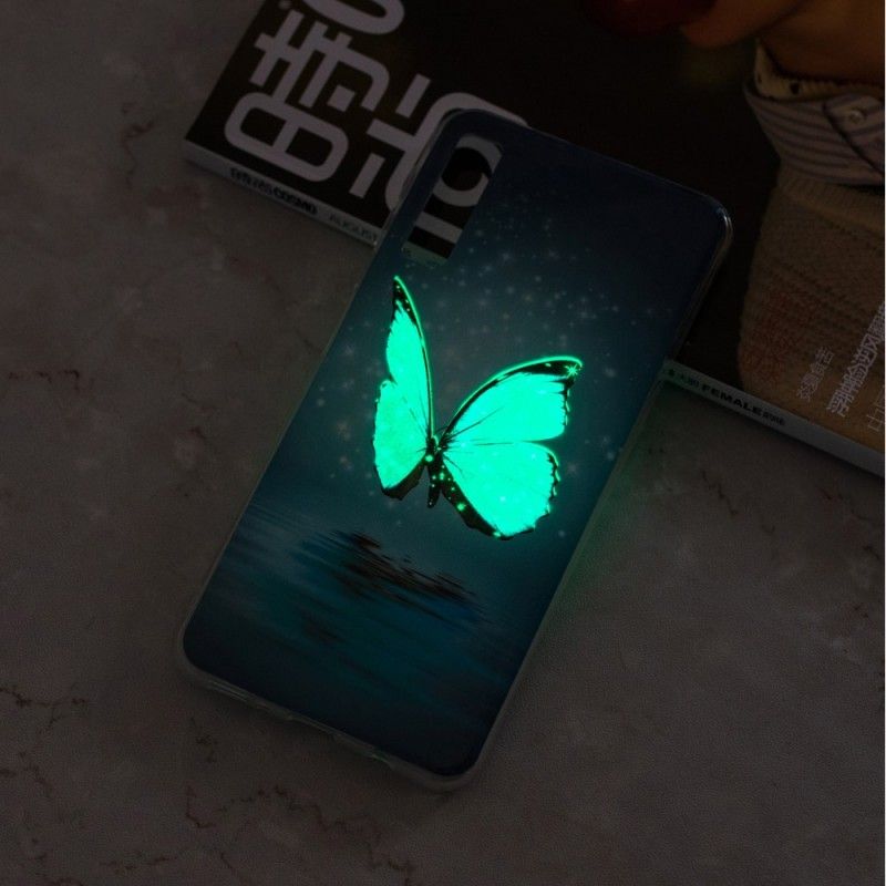 Skal för Samsung Galaxy A7 Fluorescerande Blå Fjäril