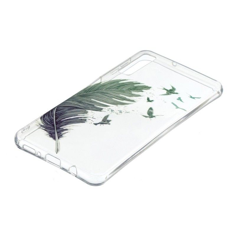 Skal för Samsung Galaxy A7 Transparent Färgad Fjäder