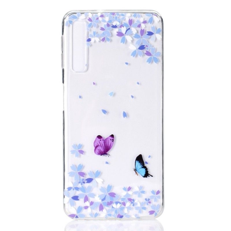 Skal Samsung Galaxy A7 Genomskinliga Fjärilar Och Blommor