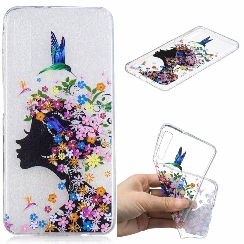 Skal Samsung Galaxy A7 Mobilskal Transparent Blommflicka