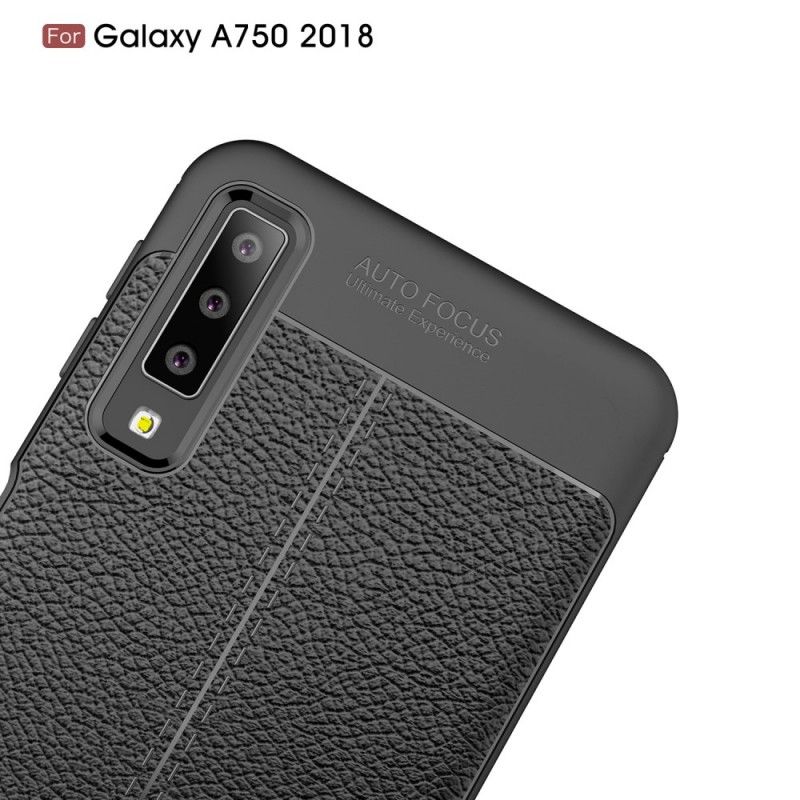 Skal Samsung Galaxy A7 Svart Lychee-Effekt Med Dubbla Linjer