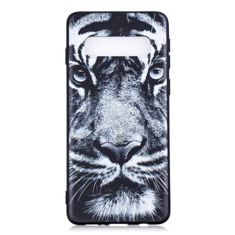 Skal för Samsung Galaxy S10 Svartvit Tiger