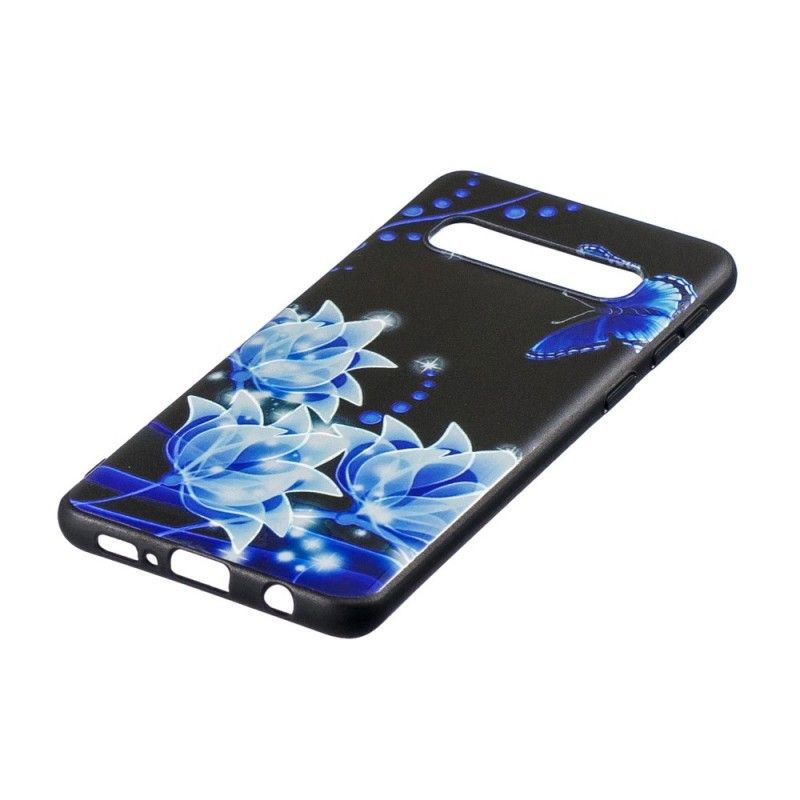Skal Samsung Galaxy S10 Fjäril Och Blå Blommor