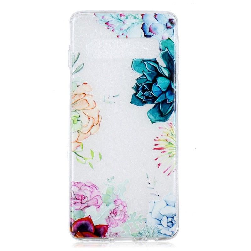 Skal Samsung Galaxy S10 Genomskinliga Akvarellblommor