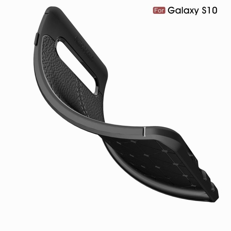 Skal Samsung Galaxy S10 Svart Dubbelt Linjär Lädereffekt