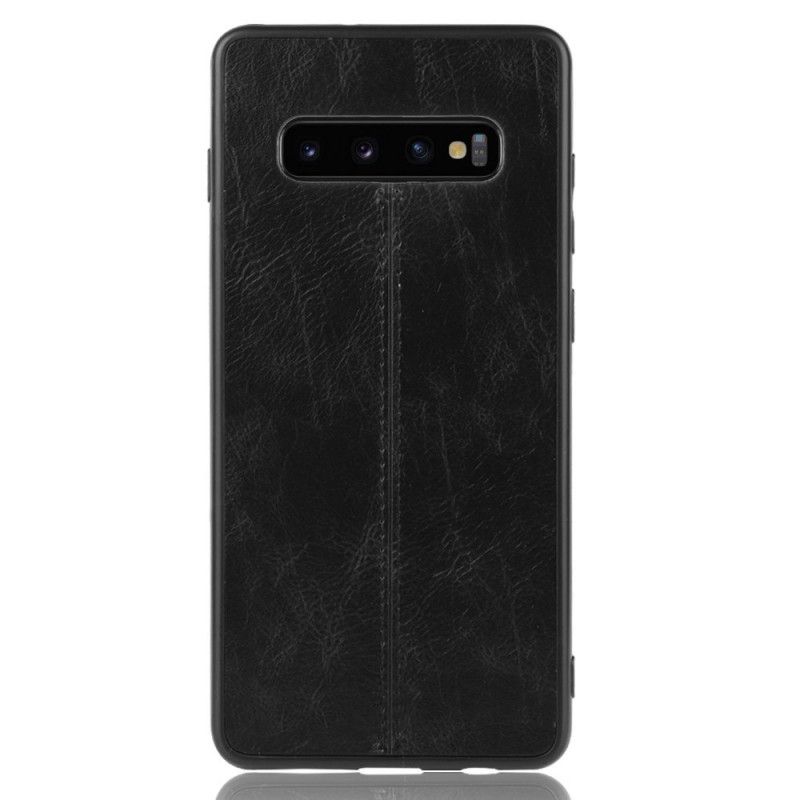 Skal Samsung Galaxy S10 Svart Mobilskal Sydd Lädereffekt