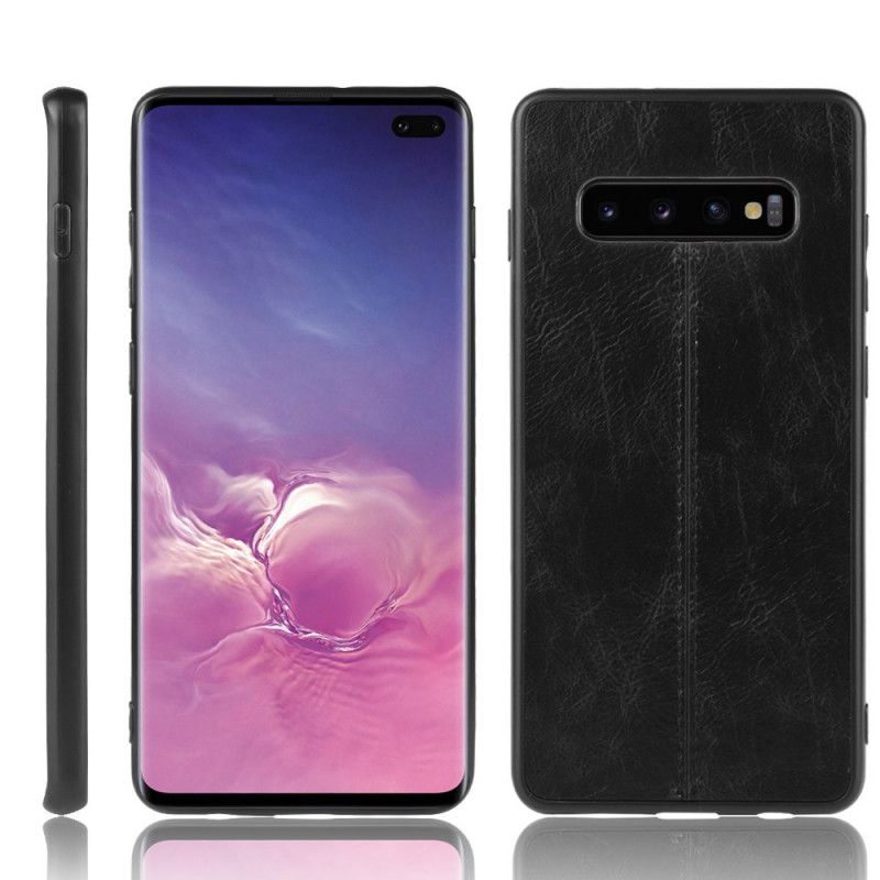 Skal Samsung Galaxy S10 Svart Mobilskal Sydd Lädereffekt