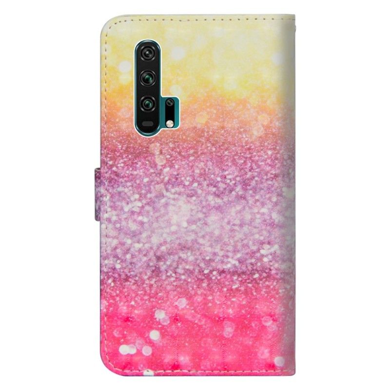 Läderskal Honor 20 Pro Magenta Glittergradient