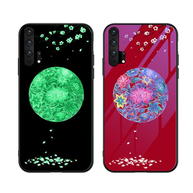 Skal för Honor 20 Pro Röd Härdat Glas Med Fluorescerande Mönster