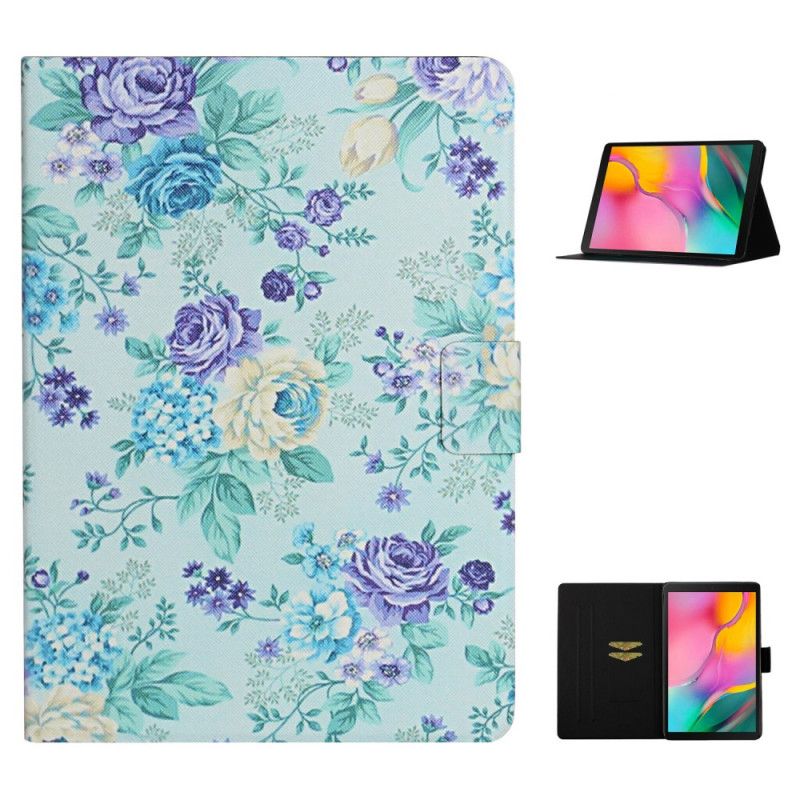 Fodral Samsung Galaxy Tab A7 Grå Blommor Blommor Blommor