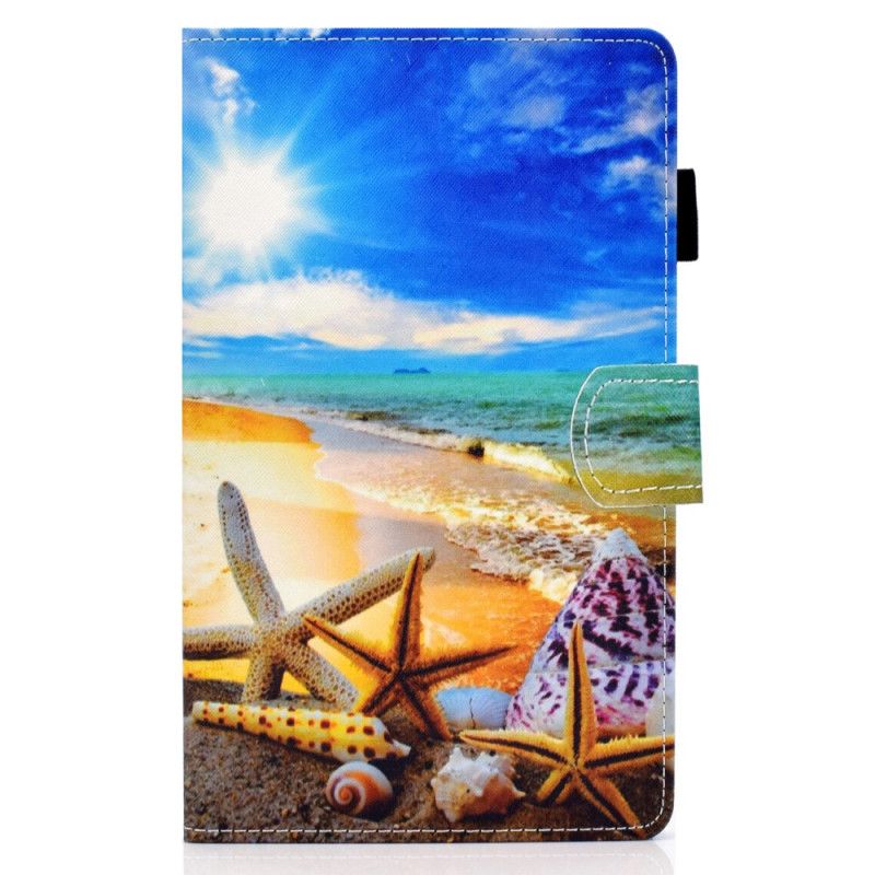 Läderfodral Samsung Galaxy Tab A7 Mörkblå Rolig Strand