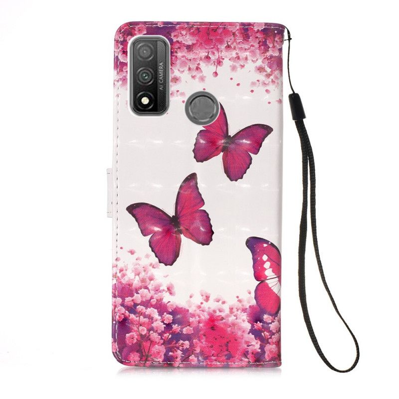 Fodral Huawei P Smart 2020 Röda Remfjärilar