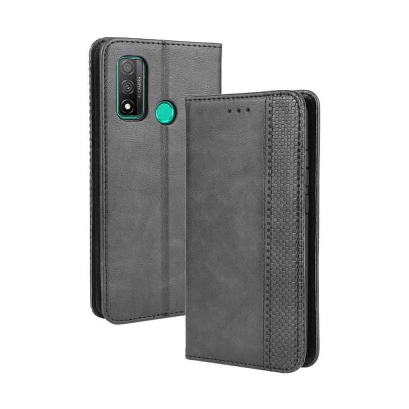 Folio-fodral Huawei P Smart 2020 Svart Stiliserad Vintage Lädereffekt