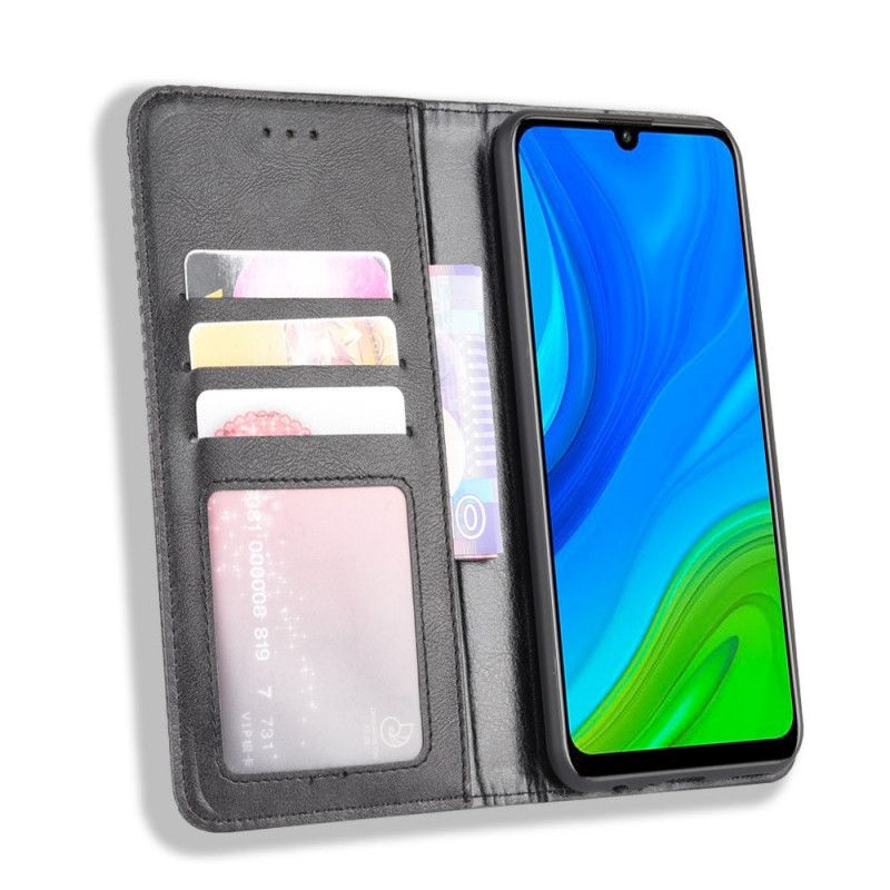 Folio-fodral Huawei P Smart 2020 Svart Stiliserad Vintage Lädereffekt