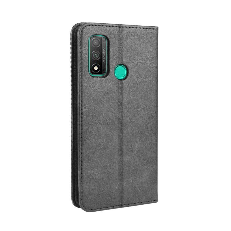 Folio-fodral Huawei P Smart 2020 Svart Stiliserad Vintage Lädereffekt