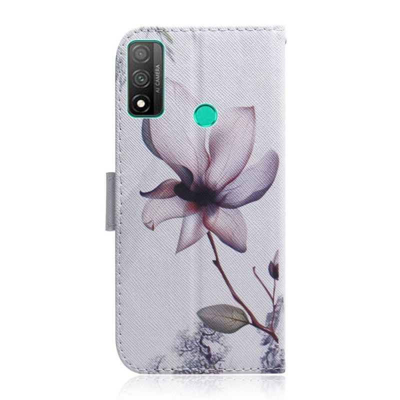 Läderskal Huawei P Smart 2020 En Rosa Blomma