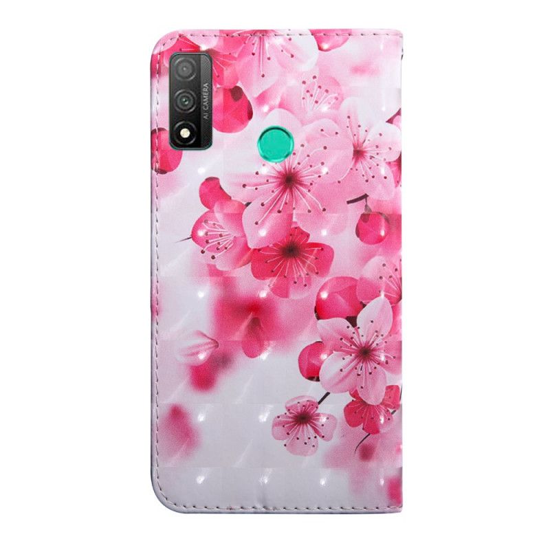 Läderskal Huawei P Smart 2020 Rosa Blommor